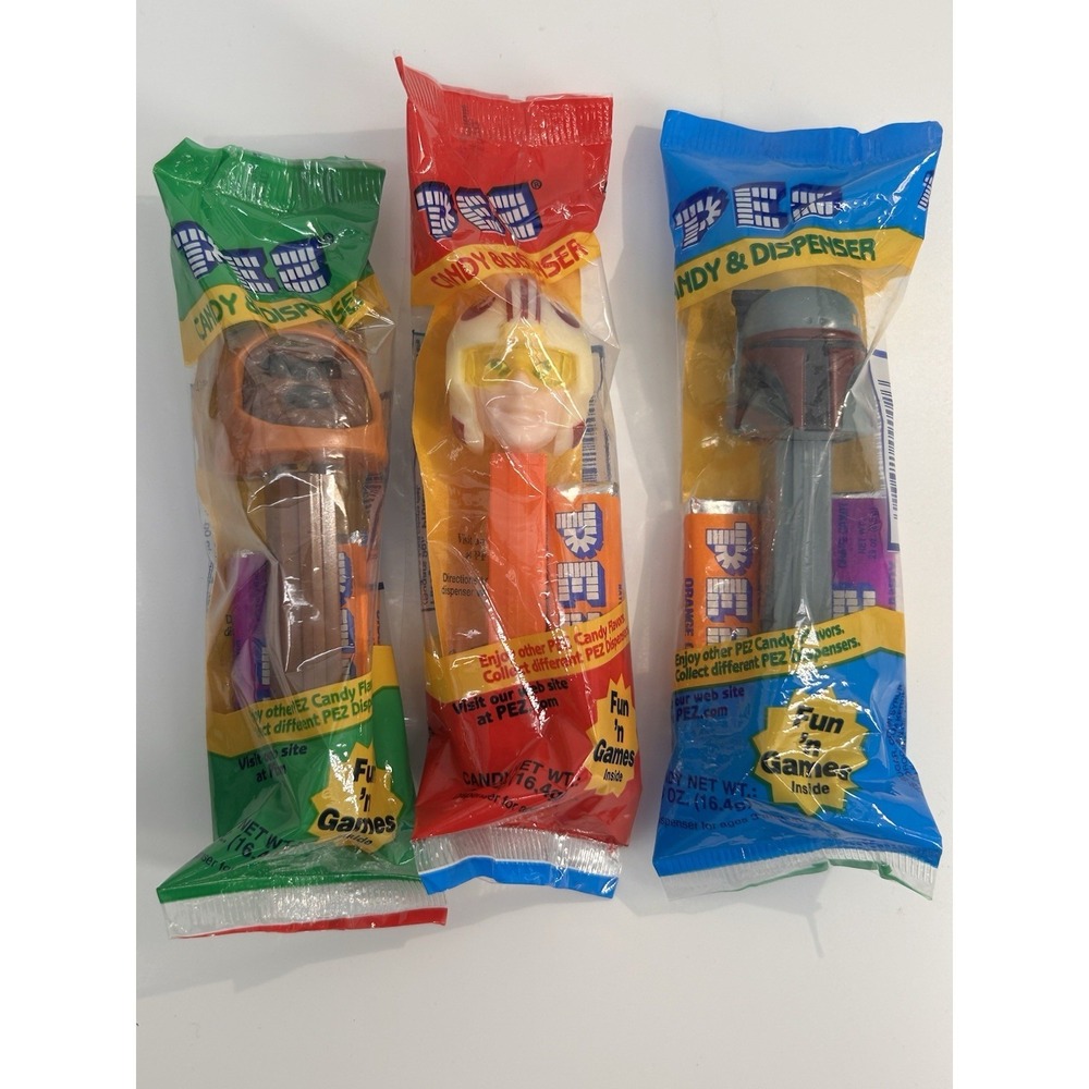 Vintage Star Wars Pez Dispensers Lot Of 3 Luke Skywalker Ewok Bobba Fett
